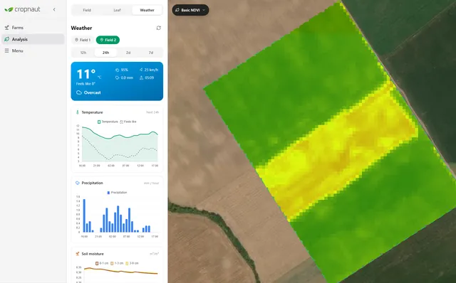 Cropnaut satellite dashboard on a laptop